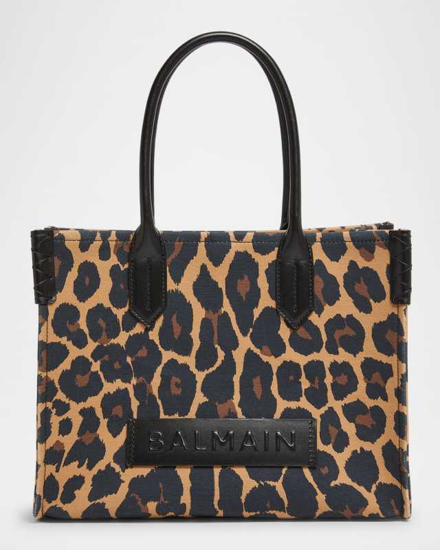 B-Army Shopper Shoulder Bag in Leopard-Print Canvas